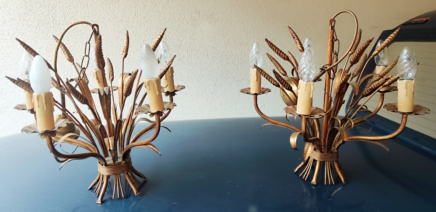 A pair of vintage French Wheat Lights 